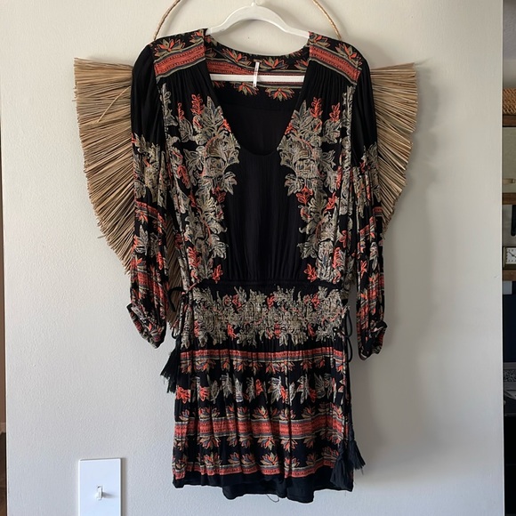 Free People Moonlight Drive in Black Combo Mini Dress | M - Picture 2 of 10